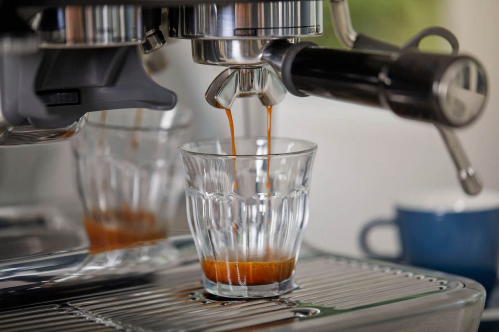 Espresso machine in action
